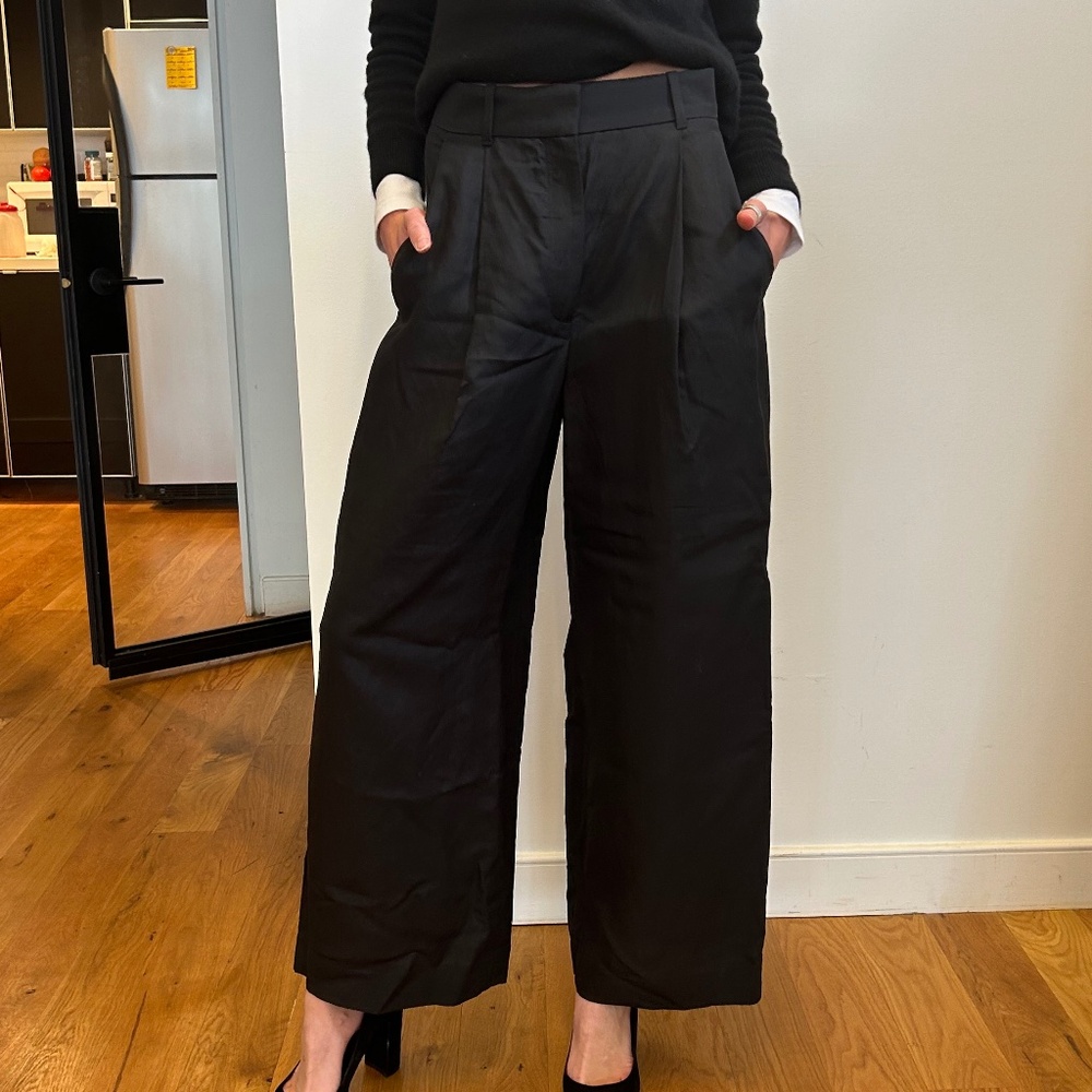COS black wide leg trousers